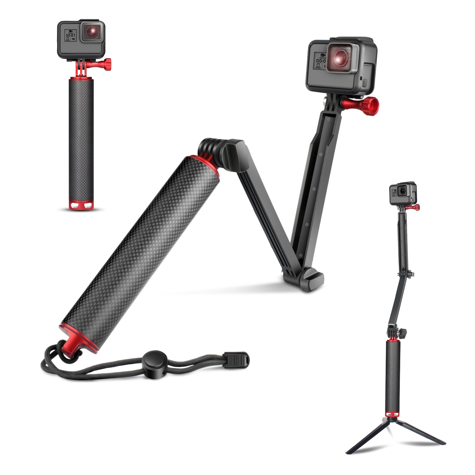 HSU Carbon Fiber Way Grip for GoPro/Action Camera β HSUSHOP