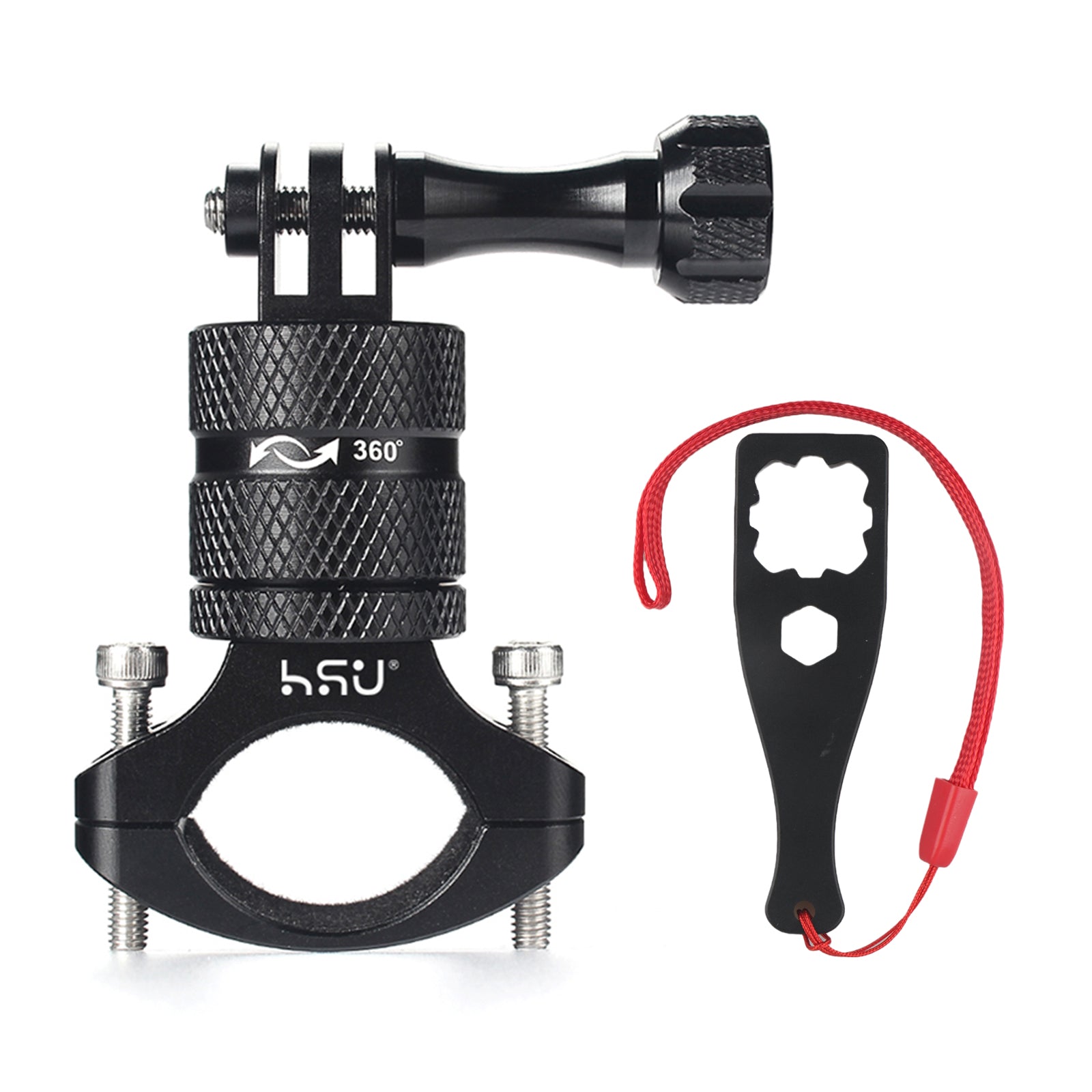 gopro mountainbike HSU Aluminum Bike Bicycle Handlebar Mount for Gopro Hero 11/10/9/8/7/6/5/4 Session AKASO Campark and Other Action Cameras, 360 Degrees Rotary Mountain
