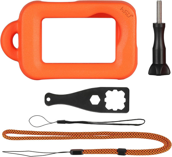 HSU Floaty Case for DJI Osmo Action 3/4/5 Pro, Floating Case with Long Screw and Wrist Strap for Surfing, Diving and Wakeboarding, DJI Osmo Action Accessories