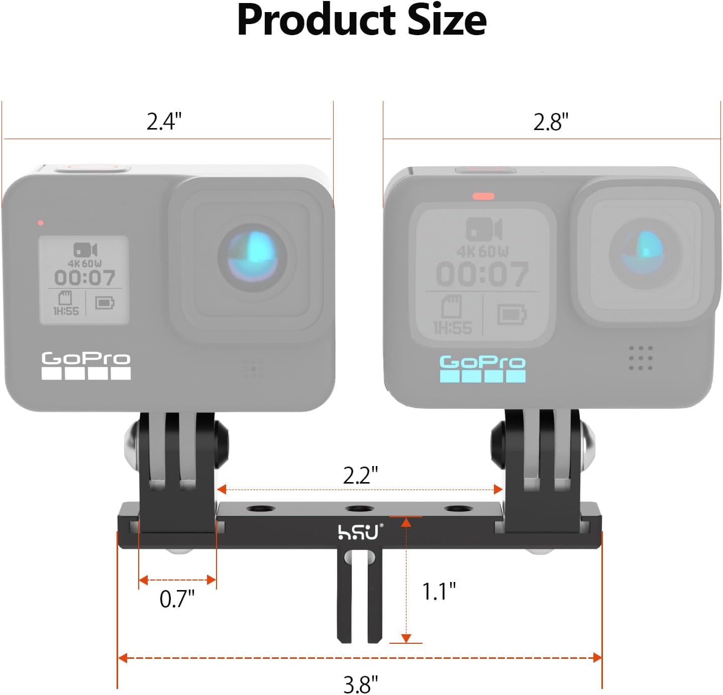 HSU GoPro Aluminum Dual Twin Mount Adapter – HSUSHOP