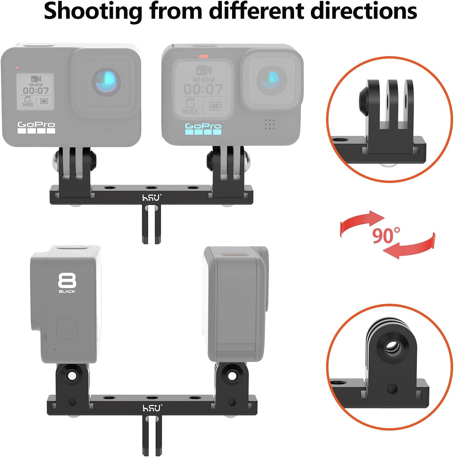 HSU GoPro Aluminum Dual Twin Mount Adapter – HSUSHOP