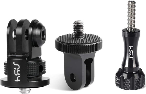 HSU Aluminum 1/4" 20 Camera Tripod Mount Set for GoPro and Other Cameras (Black)