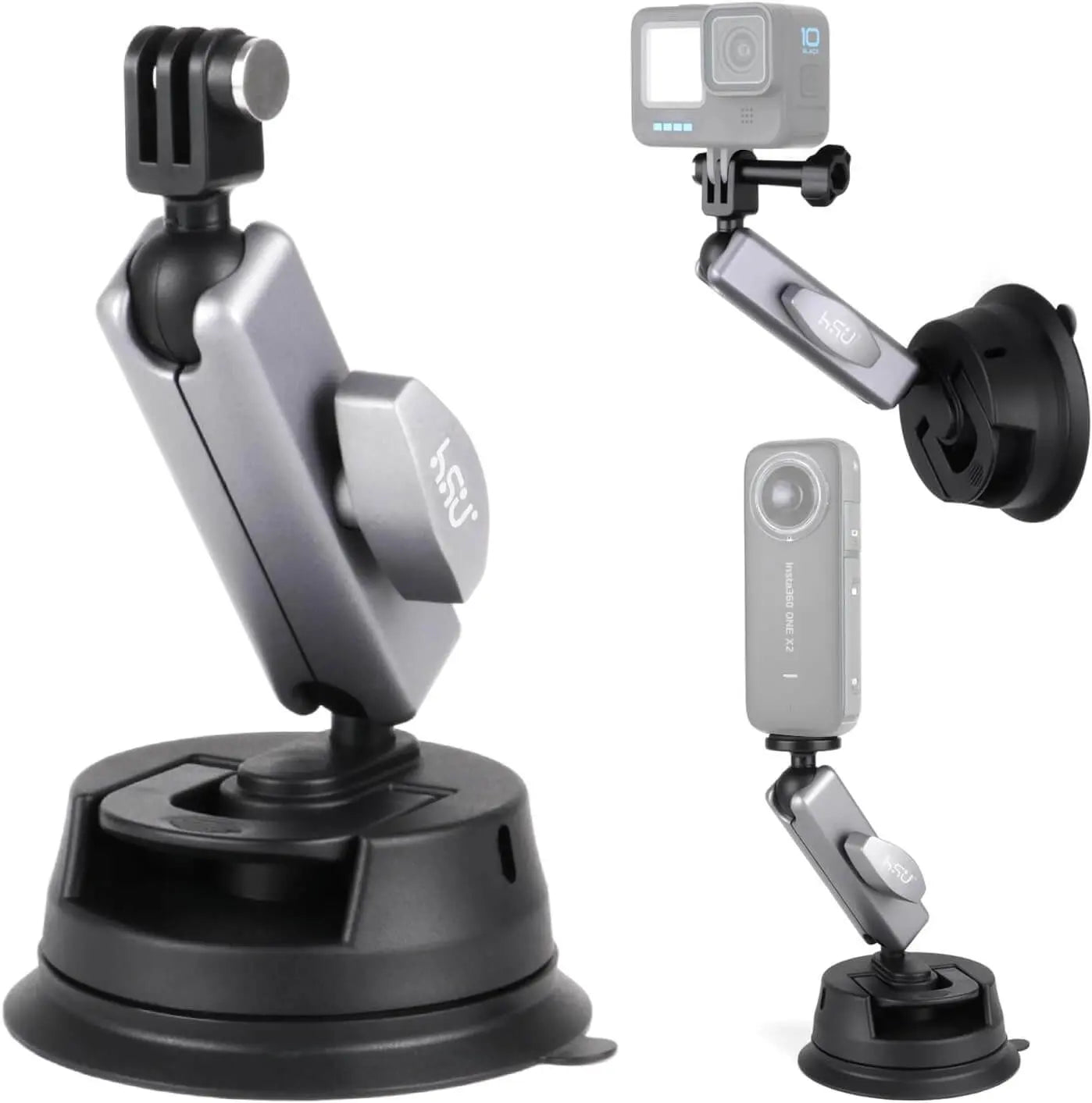 Gopro Racing Car Mount HSU Car Suction Cup Mount with Double Ball Head for GoPro & Action Cam ...