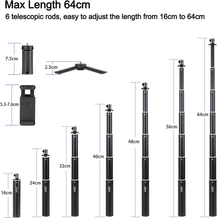 HSU Selfie Stick Length Adjustable Range