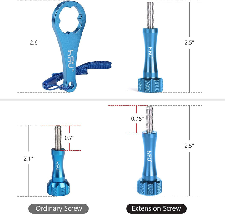 HSU Extended Aluminum Thumbscrew Set Blue size