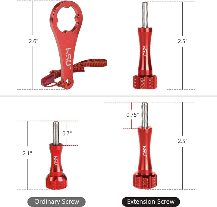 HSU Extended Aluminum Thumbscrew Set Red Size