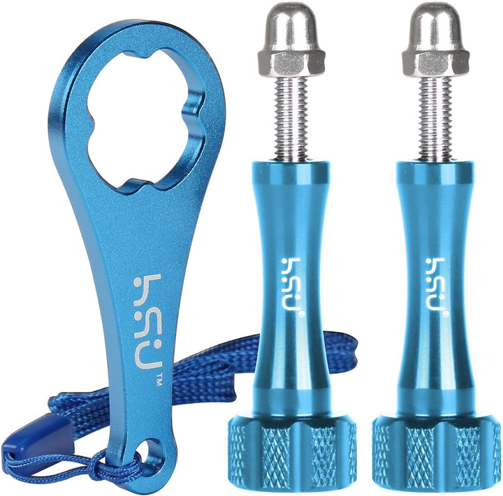 HSU Extended Aluminum Thumbscrew Set for Action Cameras (Blue)
