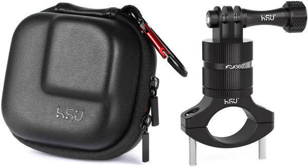 HSU Mini Carrying Case and Aluminum Mountain Bike Handlebar Mount for GoPro