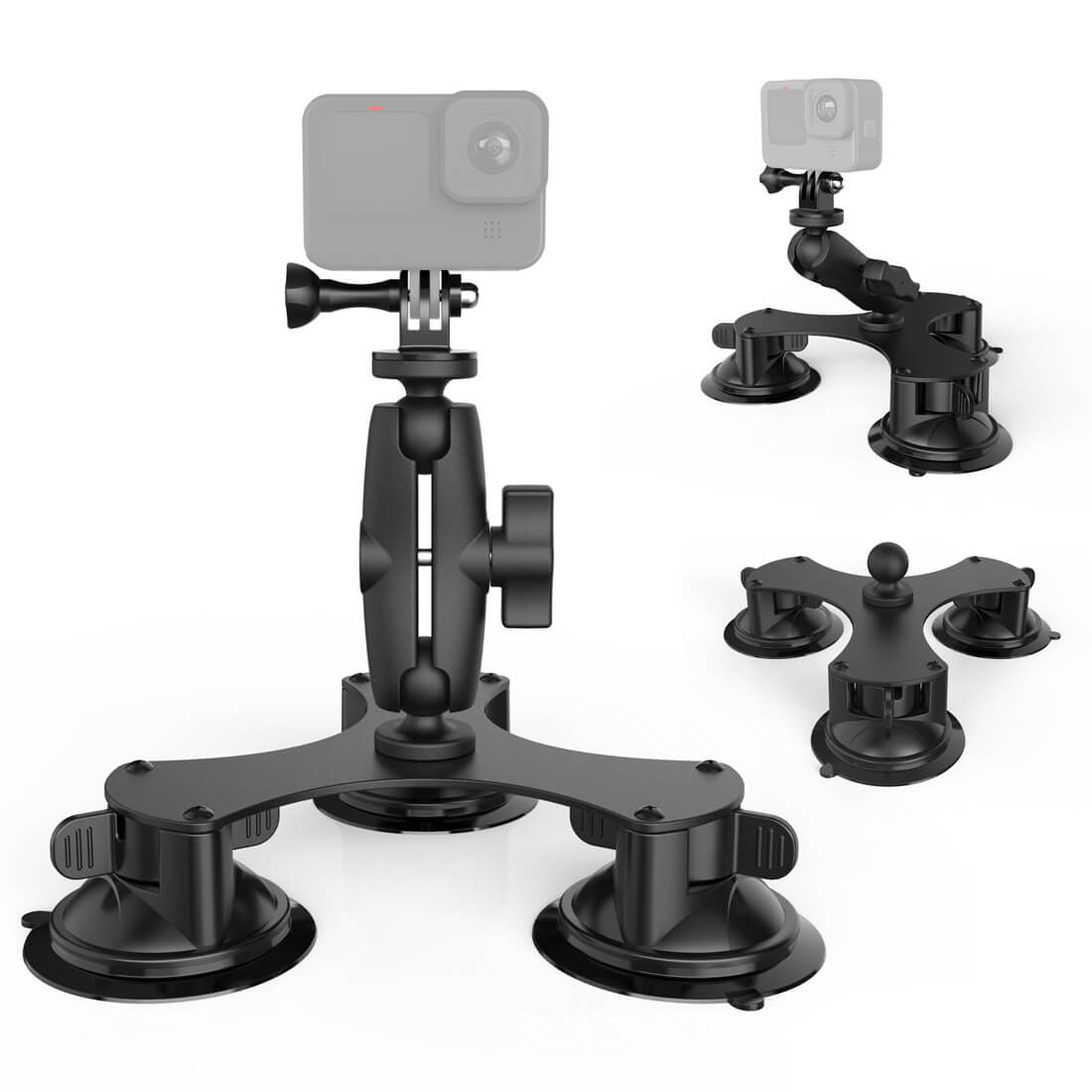 Insta 360 Neewer Triple Suction Cup Car Mount Kit Carbon Fiber