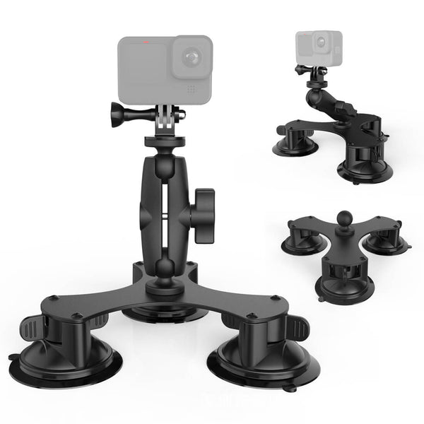 Triple Suction Cup Mount for Action Cameras