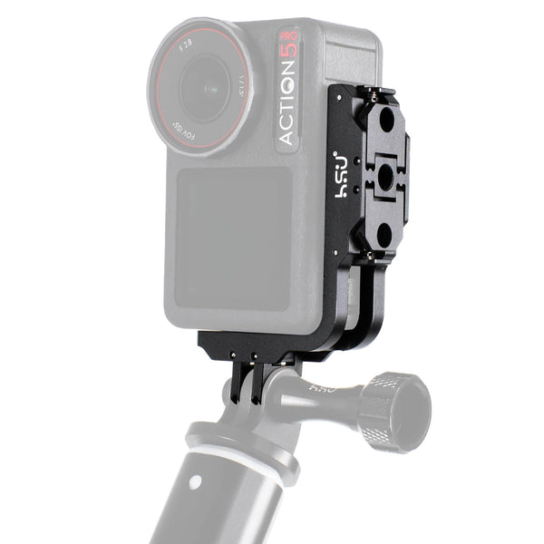 HSU 90 Degree Aluminum Vertical Bracket Adapter Elbow Mount for DJI Osmo Action 3/4/5 Pro, Magnetic Latch Adapter with 1/4"-20 Screw Hole and GoPro Mount