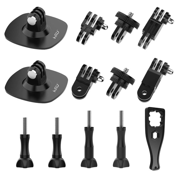 HSU Flexible Adhesive Mount with 3M Adhesive Sticky, Same & Vertical Direction Adjust Arm Compatible with Insta360 X4 X3 X2 X One RS, GoPro Hero 13/12/11/10/9/8/7, DJI Osmo Action Camera Accessories