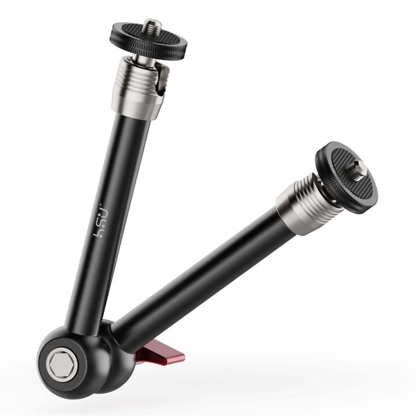 HSU 9.8" Magic Arm with 1/4" Thread Screw, Adjustable Articulating Friction Power Arm with Dual Ball Head for LCD Monitor/LED Lights/Cameras/Smartphones/Action Cameras