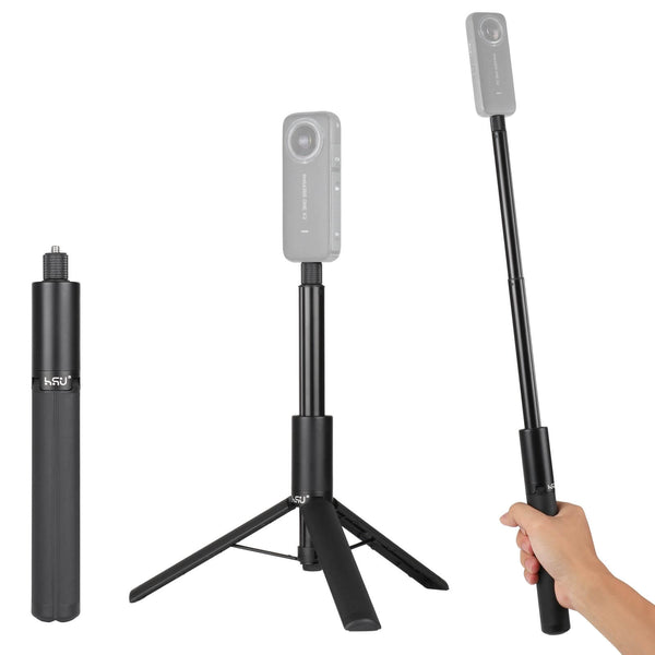 HSU 48”/122cm Invisible Selfie Stick + Tripod for Insta360, Extension Monopod Pole for Insta360 X4, X3, X2, X, Insta 360 ONE R, ONE RS, GO 2, GO 3