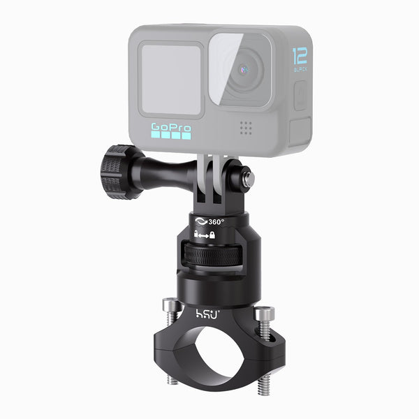 HSU Bike Handlebar Mount for Go Pro, Aluminum 360°Rotary Bicycle Seat Post, 0.87”-1.26” Go Pro Motorcycle Mount Compatible with Go Pro Hero 13/12/11/10/9/8/7, Osmo Action and Other Action Cameras