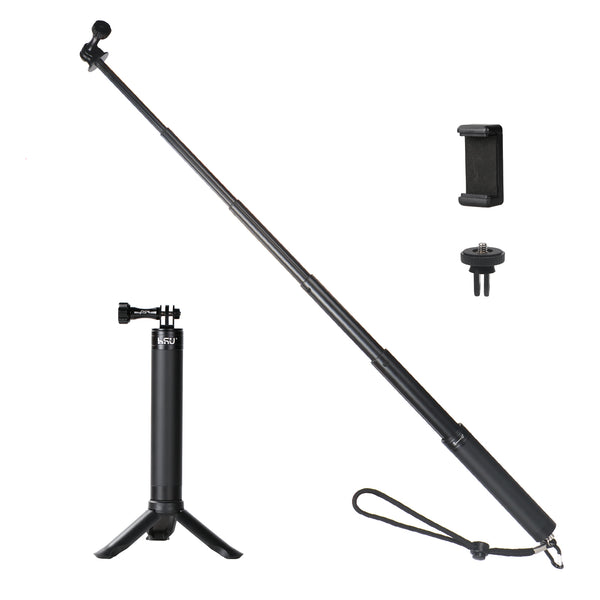 HSU Extendable Aluminum Selfie Stick/Monopod for GoPro Hero 10 Black/ Hero9/8/7/6/5/4