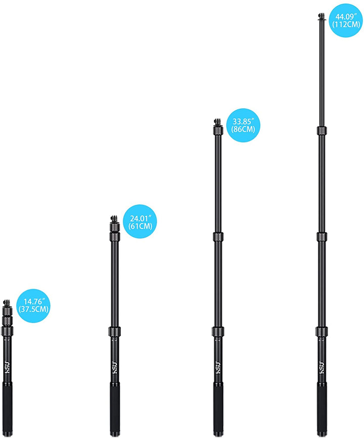 HSU Waterproof Adjustable Selfie Stick (14.8”-44.1”) for GoPro/Smartphone
