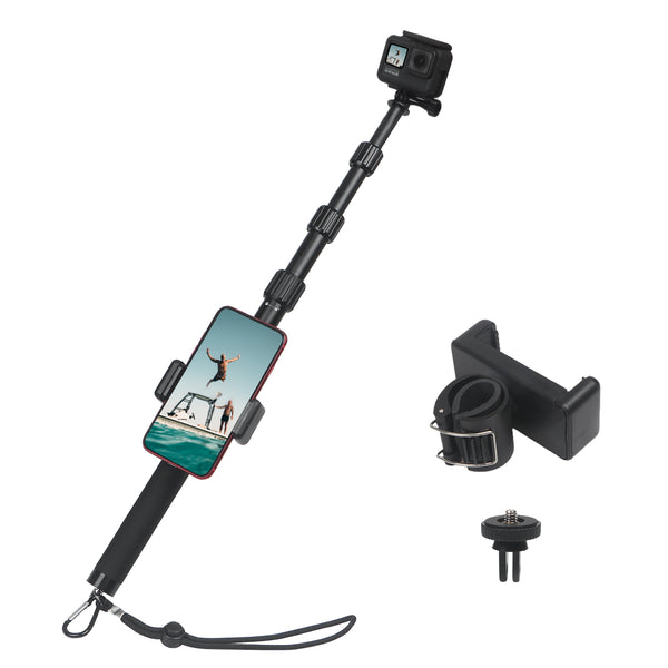 HSU Waterproof Adjustable Selfie Stick (14.8”-44.1”) for GoPro/Smartphone