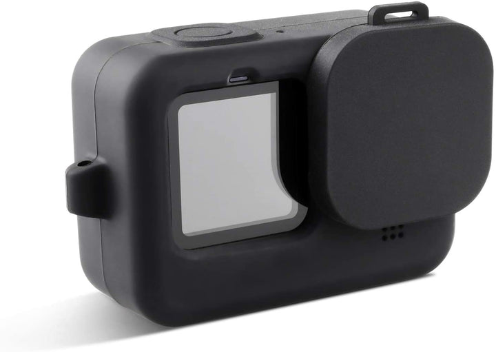 HSU Silicone Protect Cover Housing Case for GoPro Hero 9 Black, Tempered Glass Screen Protector (6 Pcs), Soft Rubber Cover with Lens Cap for Go Pro Hero 9 Black Action Camera Accessory (Black)