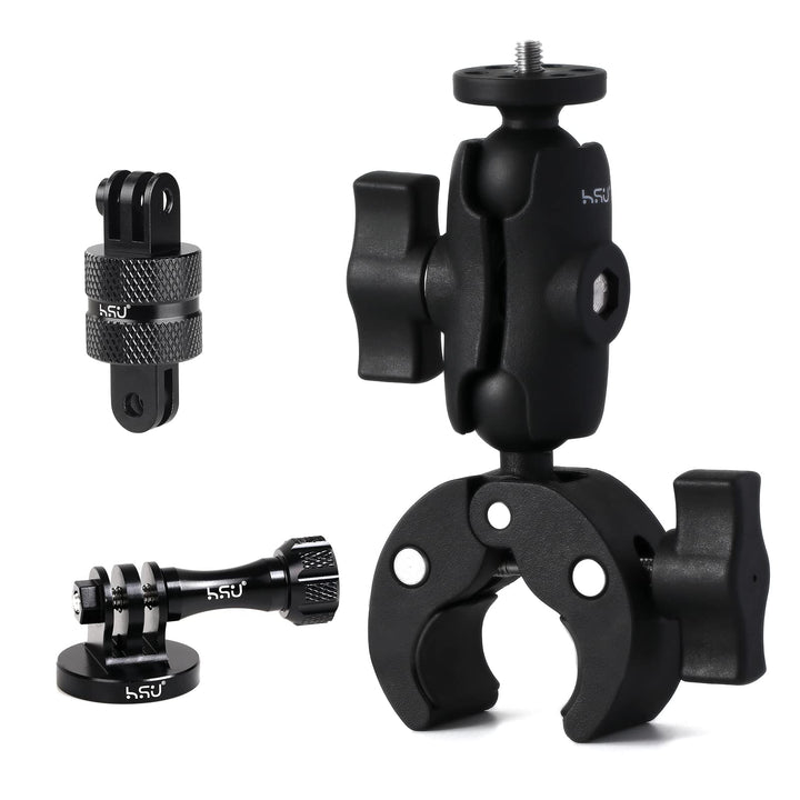 HSU Aluminum 360 Degree Rotation Camera Mount and Super Clamp for GoPro Cameras