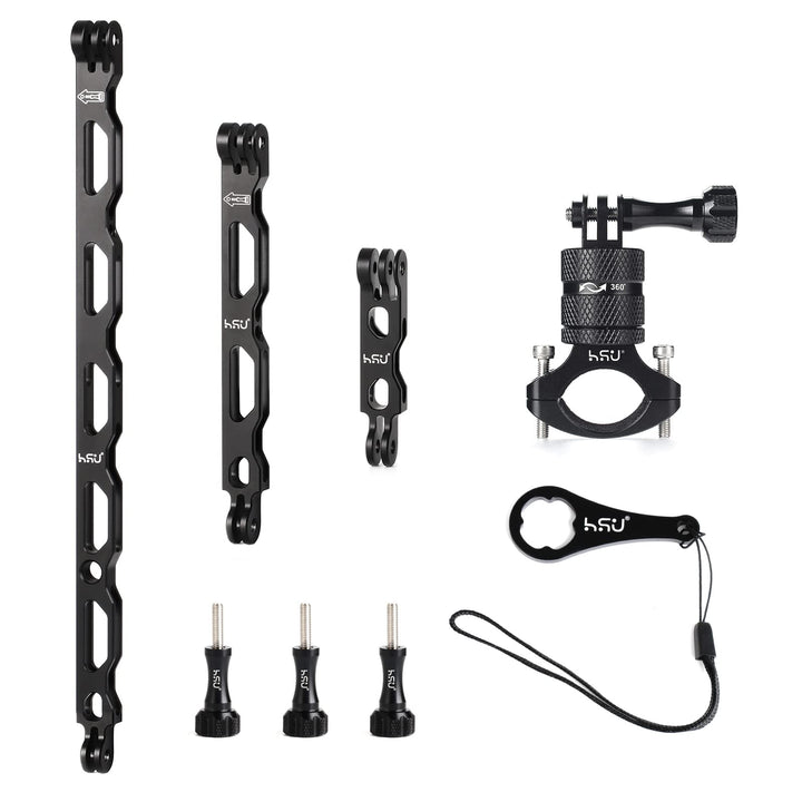 HSU Aluminum Bike Bicycle Handlebar Mount and Extension Arm Kit for Action Cameras