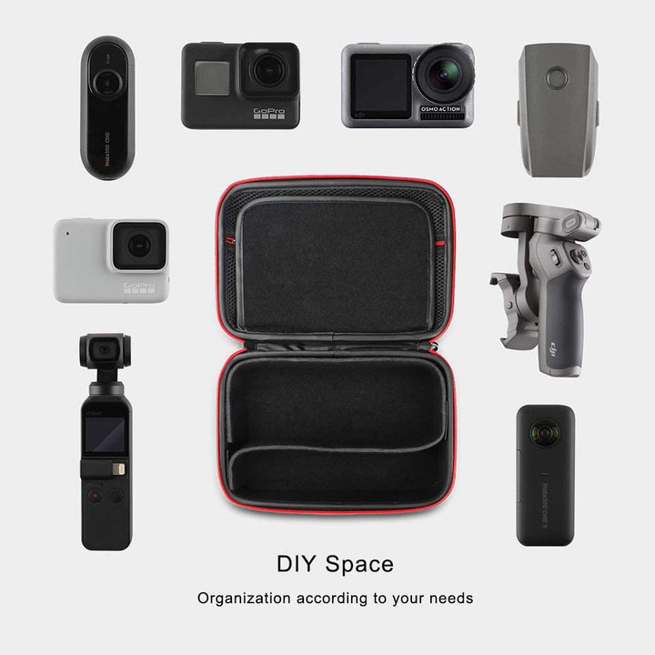 HSU DIY Carrying Case Compatible with Go Pro Hero 9/8/7/6/5/4/3+/3/ Go Pro Hero 2018，DJI Osmo Action Camera, Osmo Pocket, Insta360 ONE X Camera and Accessories