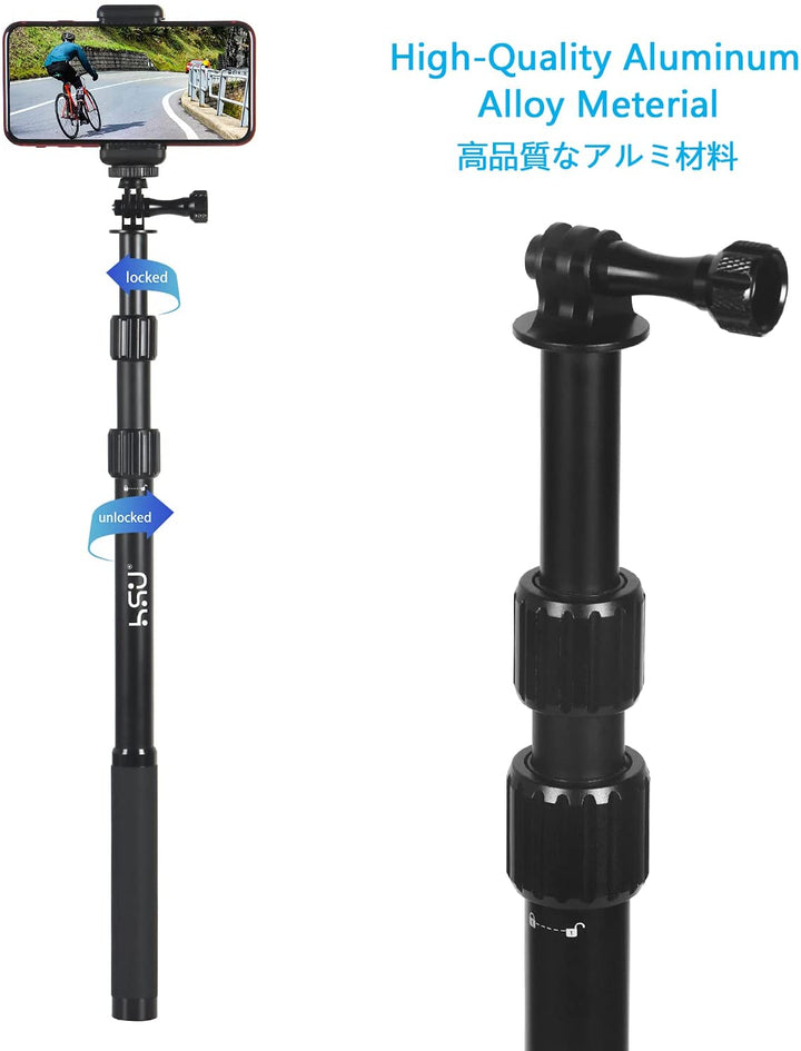 HSU Waterproof Extended Selfie Stick for GoPro & Smartphone