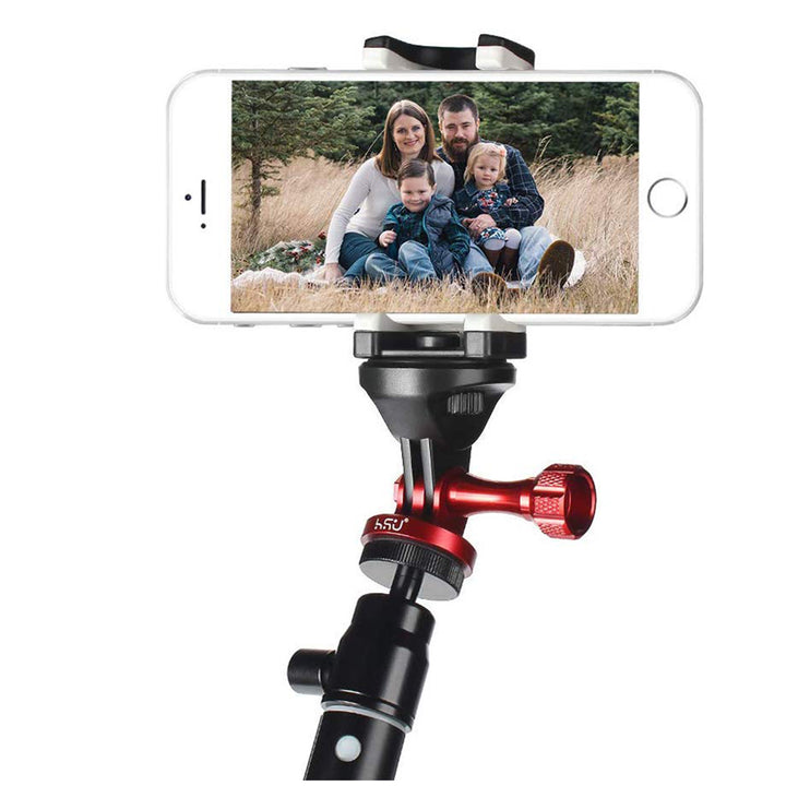 HSU Aluminum Alloy Tripod/Monopod Mount Adapter with Thumbscrew for GoPro/Action Cameras (Red)