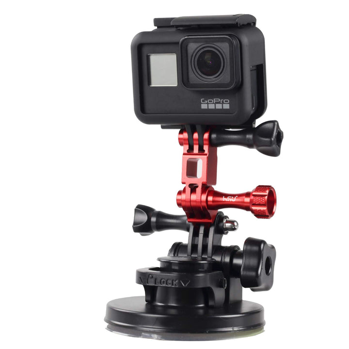 HSU Adjust Aluminum Arm Joints Mount for GoPro Hero/Dji Osmo/Action Camera (Red)