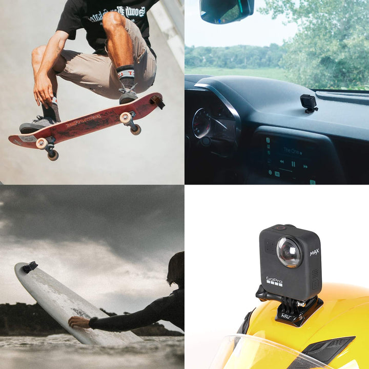 HSU Curved & Flat Adhesive Mounts Used on Helmet/Surfboard/Skiboard for GoPro