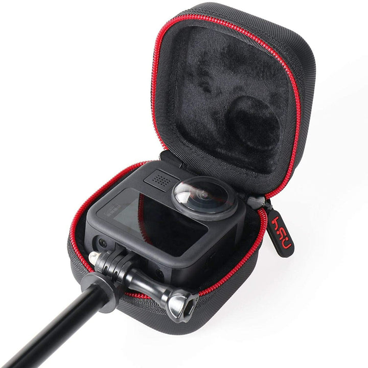 HSU Mini Carrying Case Compatible with GoPro Max Camera, Hard Shell Protective Case Travel Portable Storage Bag Fits with Selfie Stick Pole Monopod Accessories