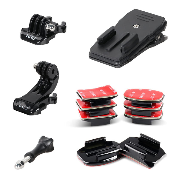 HSU Adhesive Mounts & Backpack Strap Clip Holder for Action Cameras