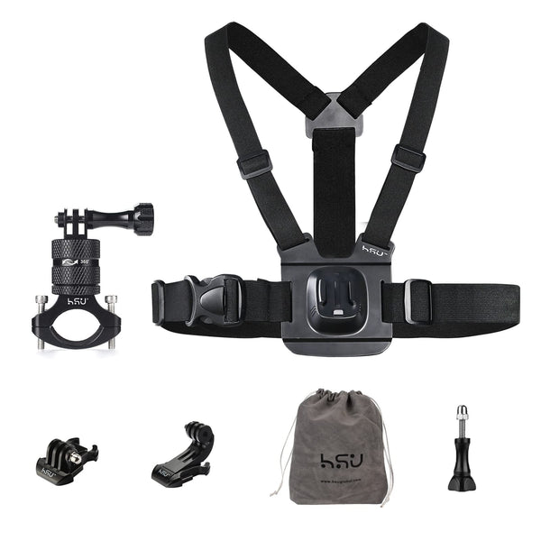 HSU Aluminum Bike Handlebar Mount & Chest Strap Mount for Gopro