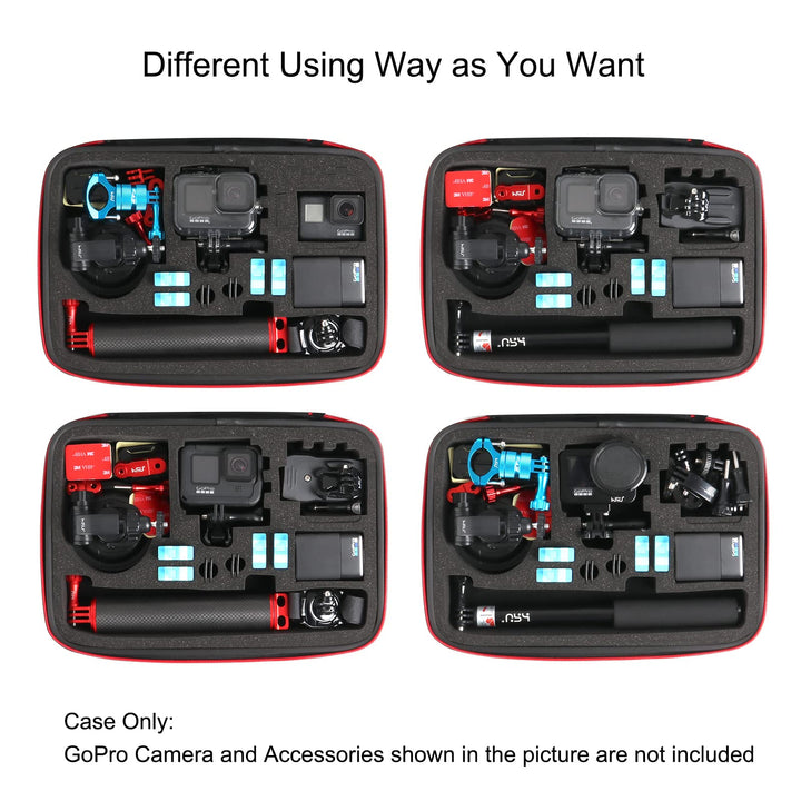 HSU Large Carrying Case for GoPro Hero 12, 11, 10, 9 (Upgrade Sponge Precut Slots)