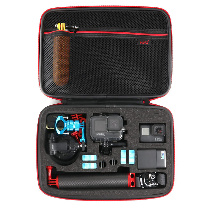 HSU Large Carrying Case for GoPro Hero 12, 11, 10, 9 (Upgrade Sponge Precut Slots)