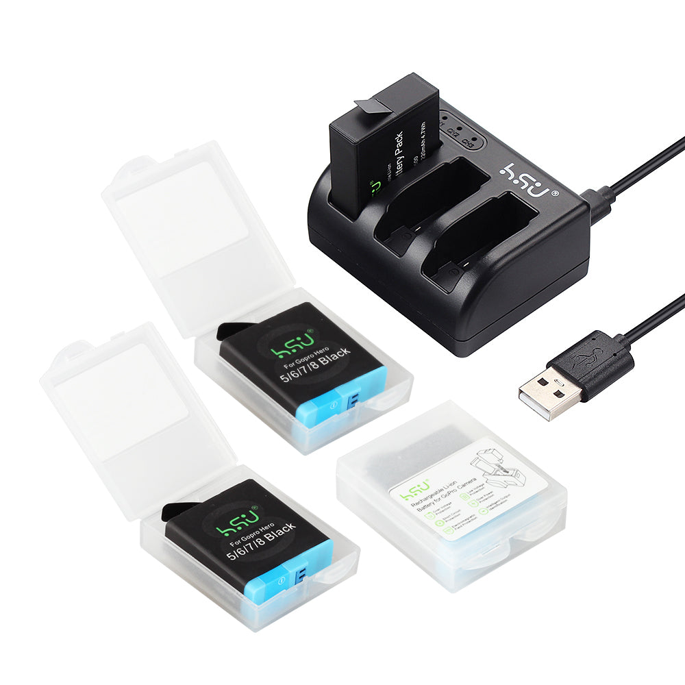 HSU 3-Pack Replacement Battery & LED Triple Charger for