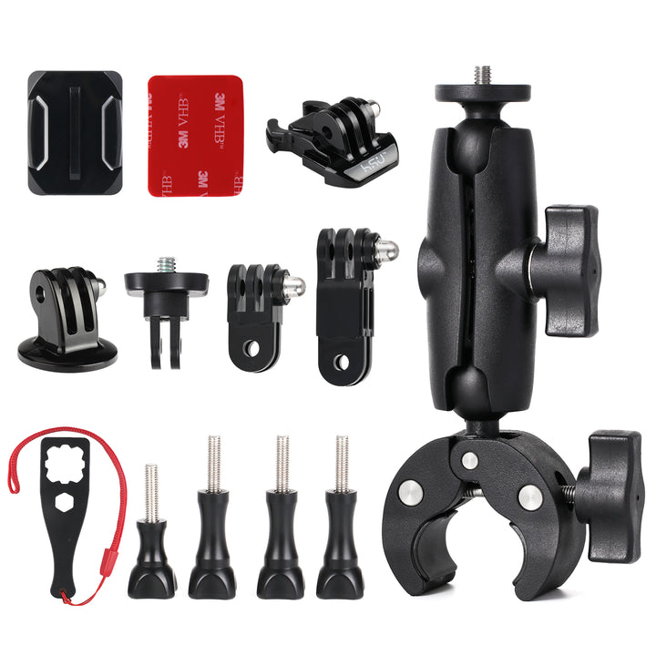 HSU Motorcycle Mount Bundle Accessory Kit for GoPro/Action Cameras