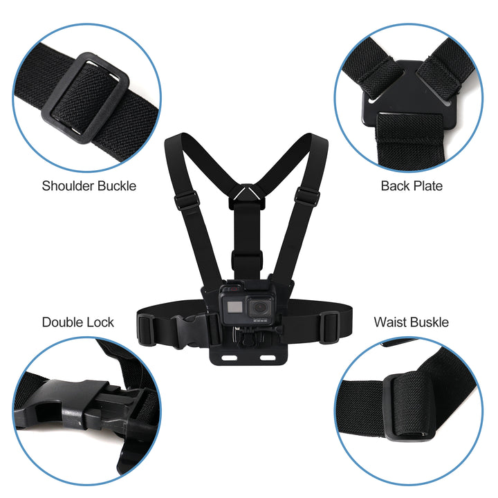 KINGKI Mobile Phone Chest Strap Harness Mount Head Strap Holder Kit For POV/VLOG,Cell Phone Clip