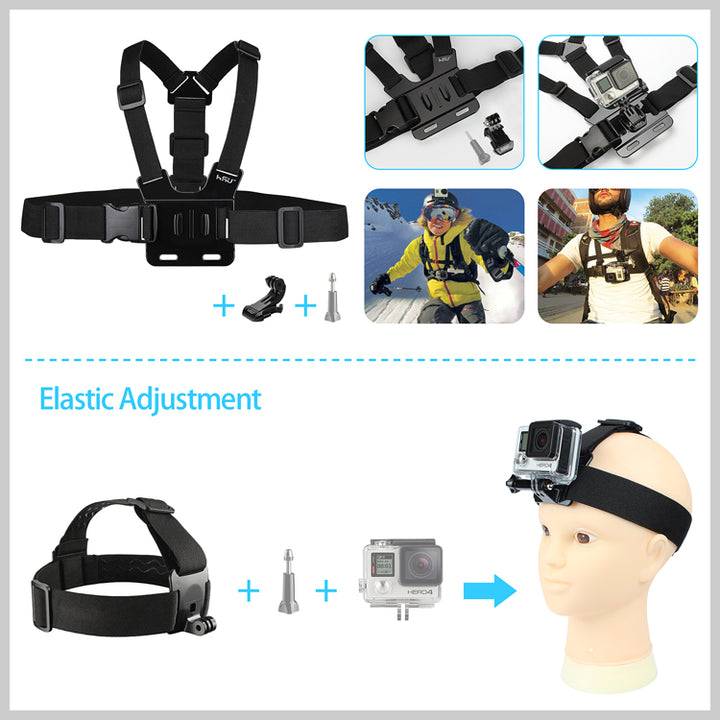 HSU GoPro Chest Mount, GoPro Head Mount